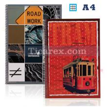 Defter | 96 yp | A4 | Spiralli | Kareli | Karton Kapak