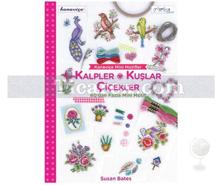 Kanaviçe Mini Motifler - Kalpler, Kuşlar ve Çiçekler | Susan Bates - Resim 1