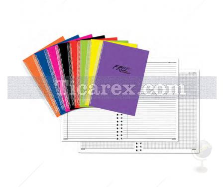 Free Notebook Defter | 100 yp | 17x22 | Spiralli | Çizgili | PP Kapak - Resim 1